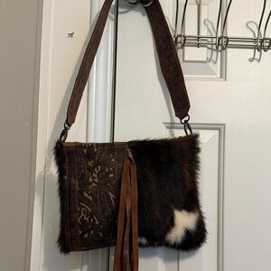 Brown and Black Cow Fur Shoulder Bag